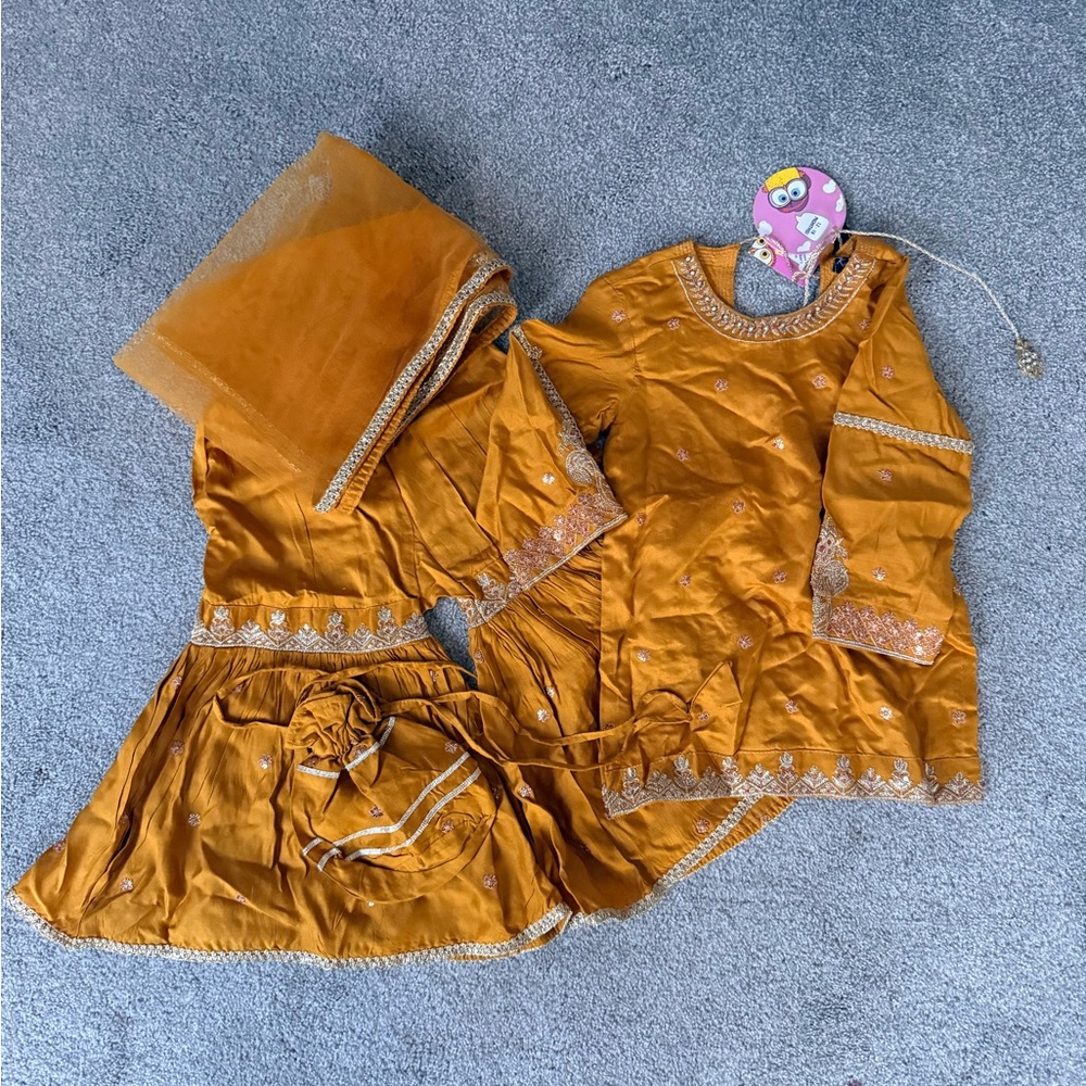 Kayseria Baby Kids Golden Yellow Traditional Outfit